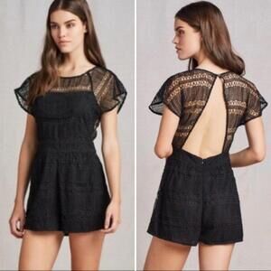 NEW REVOLVE Tularosa Brynn Lace Open Back Romper, black, size medium